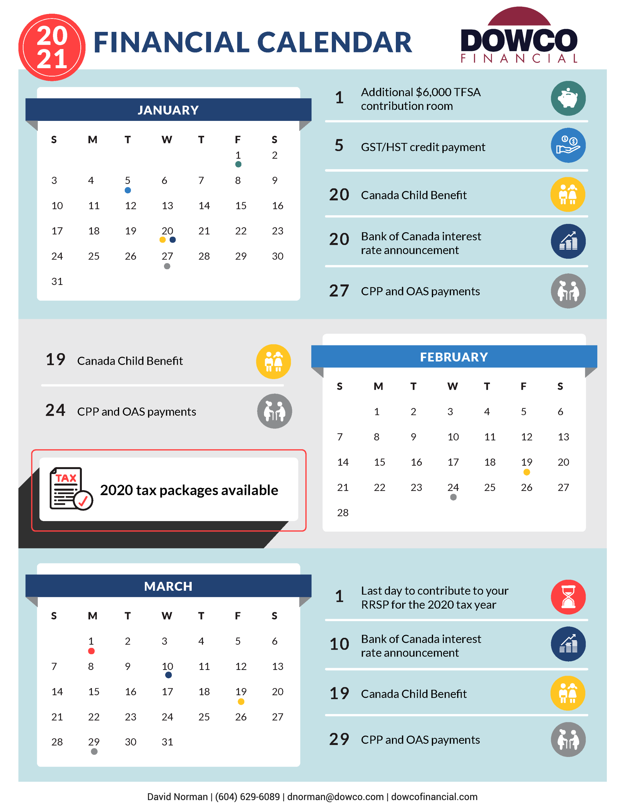2021 Financial Calendar Dowco Financial