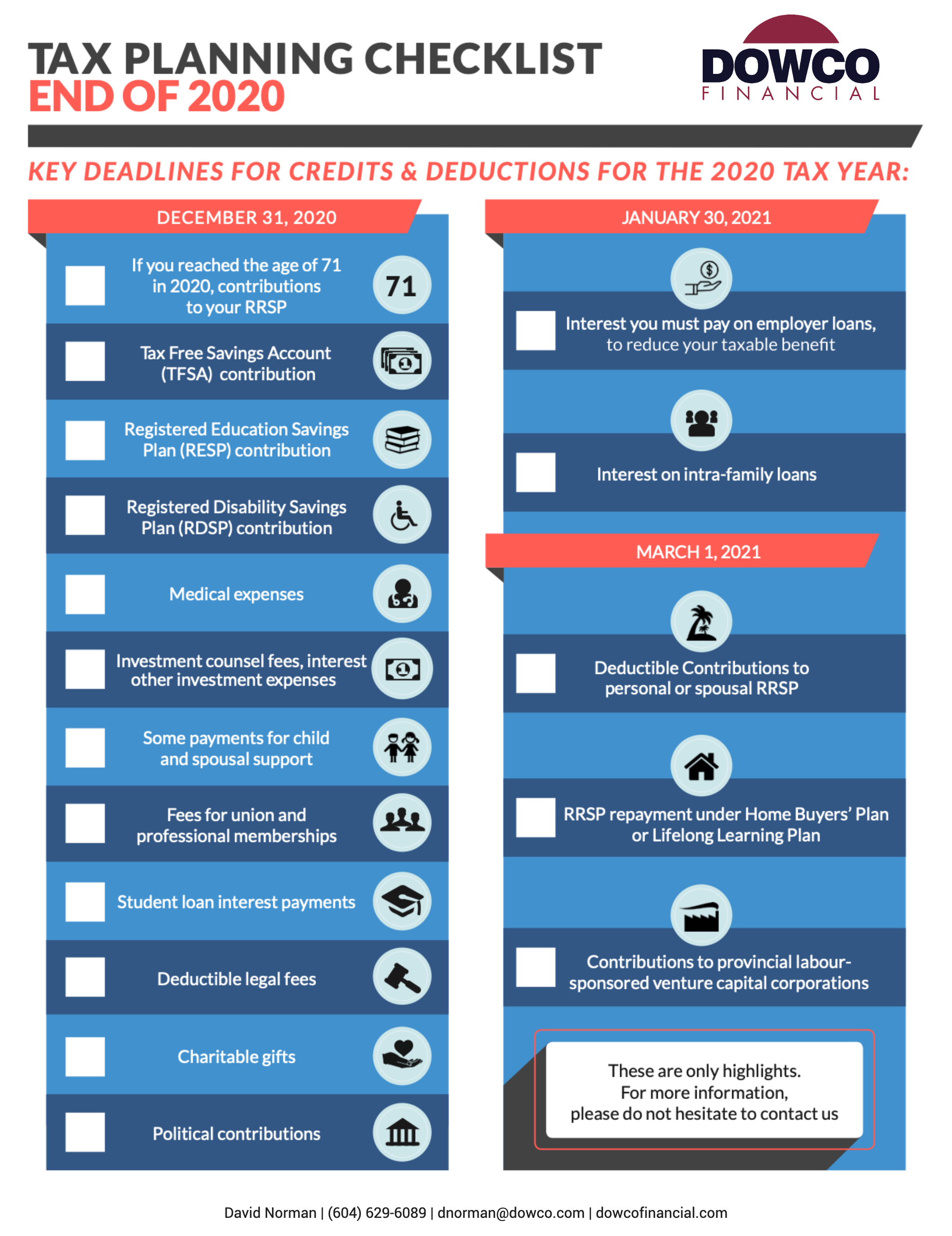 Tax planning checklist 2020